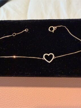 14K Real Gold Heart With Diamond Bracelet include Certificate